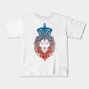 Tribal King Lion (BlueRed) Kids T-Shirt